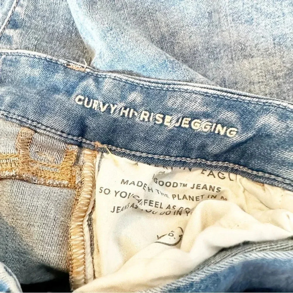 AMERICAN EAGLE Curvy High Rise Jegging Patched Medium Distressed Jeans 2 Regular - Picture 5 of 7